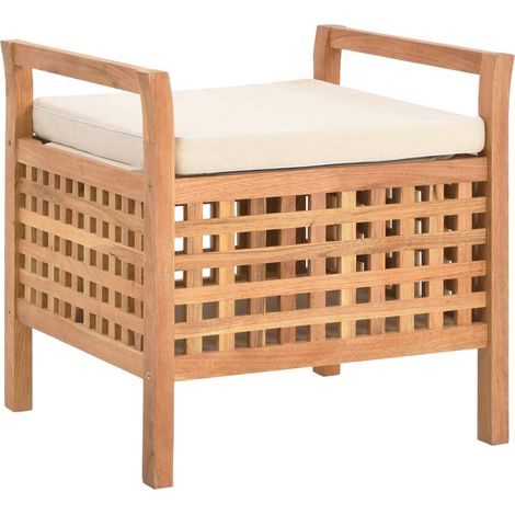 Panca portaoggetti 49 x 48 x 49 cm legno massello di noce 020021236
