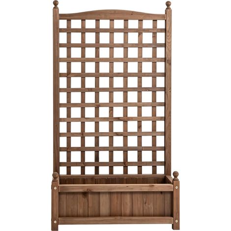 Jardinière avec support pour plantes grimpantes, bac surélevé avec fond en filet, support à plantes élégant, conteneur à plantes élégant avec structure en filet (jardinière uniquement) (1/4)