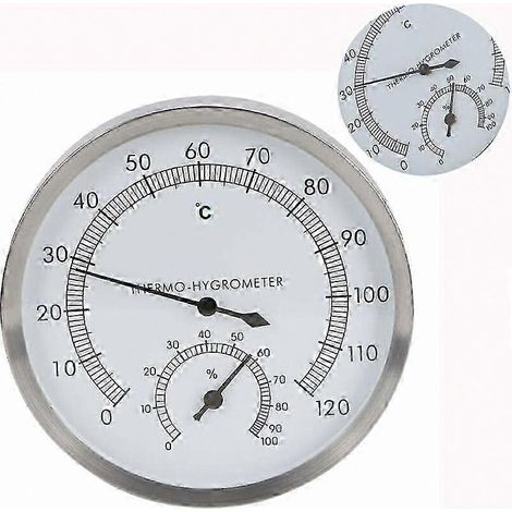 2-in-1-Thermometer-Hygrometer aus Edelstahl, Thermo-Hygrometer für Sauna und Dampfbad, Innenzubehör mit Skala (1/5)