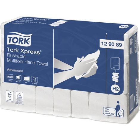 Tork Toallas de papel plegadas blancas de doble grosor (1/3)