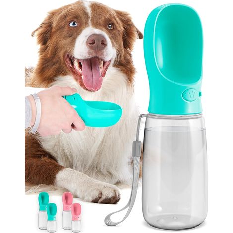 Dog Water Bottle, Leakproof Portable Puppy Water Dispenser with Feeder for Pets, Outdoor Walking, Hiking, Traveling (550ML, Blue) (1/5)