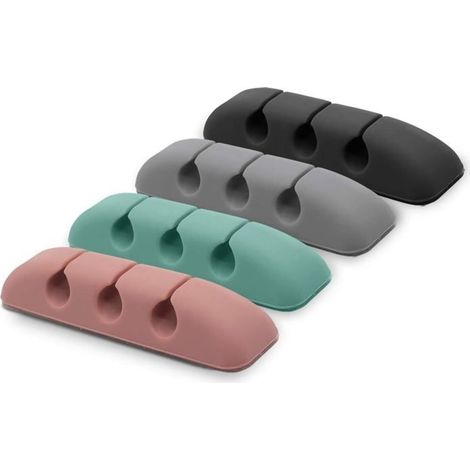 Clips Organisateur de Câble en Silicone [4 Pack] Clips Adhésifs Réutilisables pour Câbles USB Cordons Chargeurs Ordinateur (1/5)