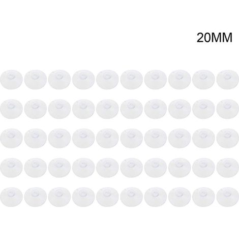 Lot de 50 ventouses transparentes en PVC, 7 tailles différentes, sans crochets, idéales pour décorer les vitres et les murs, 20 mm x 20 mm. 20mm (1/5)