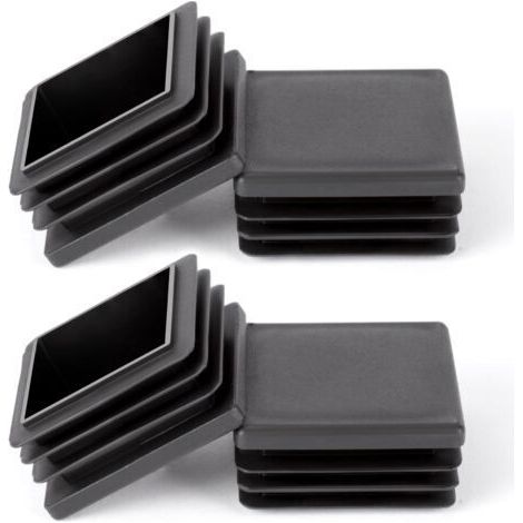 Pair Embouts carrés 40 x 40 mm, lot de 12 embouts de tuyau en plastique PE, embouts pour pieds de chaise, embouts en plastique pour chaises, canapés et tables, noirs. (1/4)