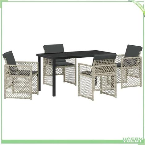 Ensemble de salle à manger pour jardin - FAFEICY - 3380638 - Gris clair - Plateau verre trempé - Structure acier - 4 places (1/5)