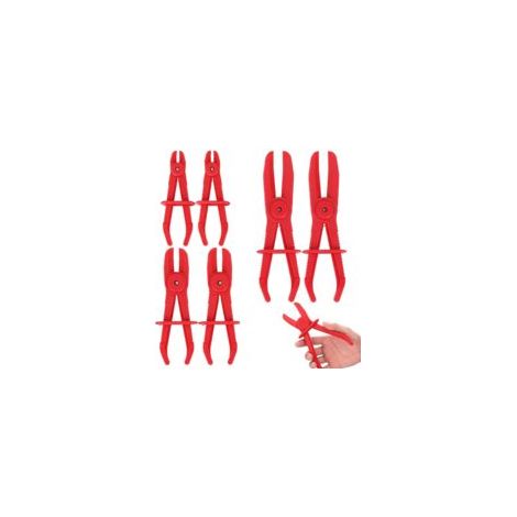 Pince Collier Serrage - 6 pièces, Pince Collier Serrage 3 Tailles + Bague Retenue - Rouge, Pour Freins/Carburant/Flexibles (1/5)
