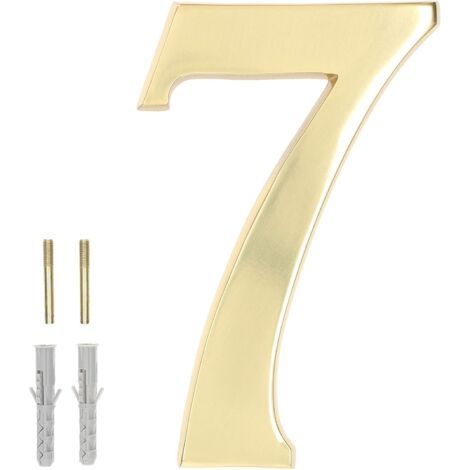 Numéro de maison 3D 7 en laiton 20 cm Numéro de porte pour maisons, colonies, hôtels appartements 100 % laiton-NANOTEH (1/5)
