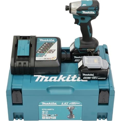 Makita DTD158RTJ - Llave de impacto inalámbrica (18 V, 5,0 Ah, con 2 baterías y cargador)