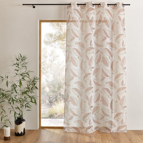Voilage imprimé à motifs feuilles Terracotta 140x240 cm