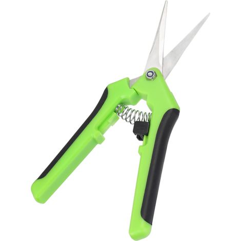 Cisailles de jardin à ressort, verrouillage latéral, à poussée automatique, en acier inoxydable, vertes