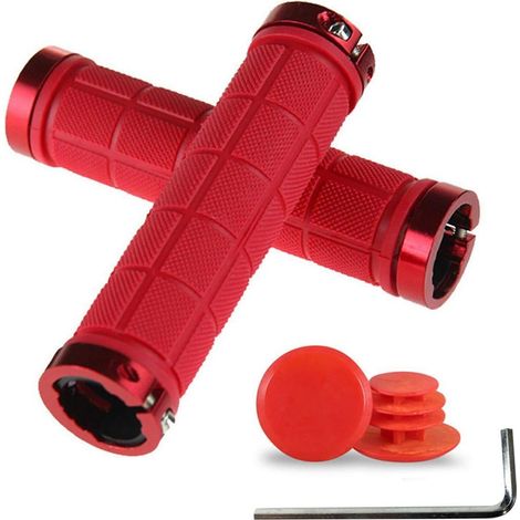 Fahrrad Lenkergriffe Rot Anti-Rutsch Gummi für MTB BMX Trekking mit Endkappen (1/5)