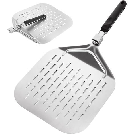 Pelle a Pizza, 42 x 32 cm Pelle Pizza avec Poignée Pliable, Pelle à Pizza en Acier Inoxydable pour Cuisinez de Délicieuses Pizzas Maison, Barbecue, Pain (1/5)