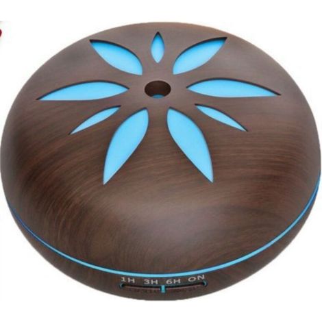 550ML Dark Brown Ultrasonic Aromatherapy Diffuser Atomizer Humidifier, 7 Color LED Aromatherapy Oil Light Strip, Dark Wood Finish (1/4)