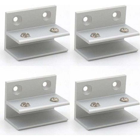 Lot de 4 pinces à verre en forme de F., murale. Pincen de Douche. Présentoir à gâteaux. Panneaux de Serrage 10-12 mm (1/5)