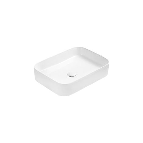 Vasque à poser rectangulaire Silla, lavabo salle de bain en céramique 50,5x37x11 cm, design moderne, installation facile, Blanc