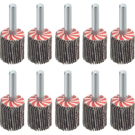 10 Pièces 20×25MM Roues à lamelles montées avec tige 6MM Roues à lamelles 80 Grit Flap Wheels Set (1/5)