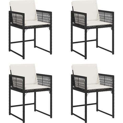 Maison Exclusive - Gartenstühle mit Kissen 4 Stk. Schwarz Poly Ra