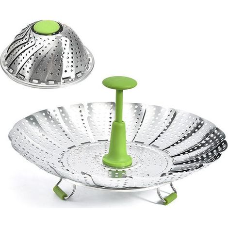 royaluxe - Panier Vapeur Inox, 14cm Cuit Vapeur Inoxydable pour Autocuiseur avec Manche Télescopique, Panier pour Cuire à la Vapeur (1/5)