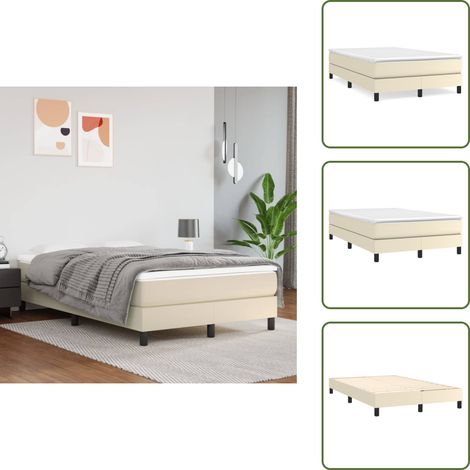 Colchón - vidaXL Estructura de cama con somier cuero sintético crema 120x200 cm - Cama de cuero sintético