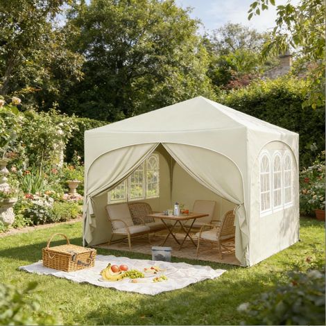 Gazebo pieghevole da giardino 3x3 m con pareti OKMYHOME (1/5)