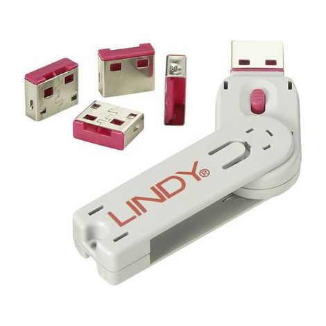 Lindy 40450 clip sécurité porte couleur rose USB type A (1/2)