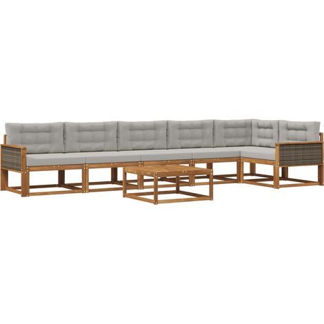 Outdoor Sofa Set with Cushion 7 pcs Natural and Light grey vidaXL (1/5)