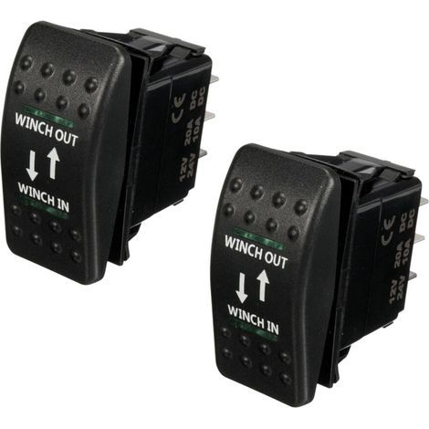 2X 12V 20A Winch in Winch Out -OFF- Interrupteur À Bascule DEL À 7 Broches Vert (1/2)