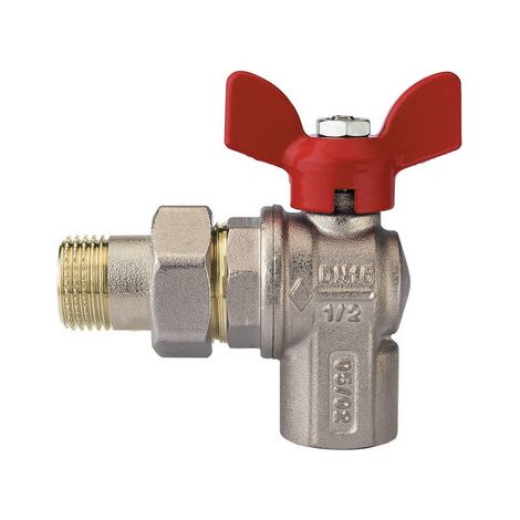 VALVOLA A SFERA A SQUADRA PER COLLETTORI CON FARFALLA ALLUMINIO ROSSA 3/4" DN 20 RB