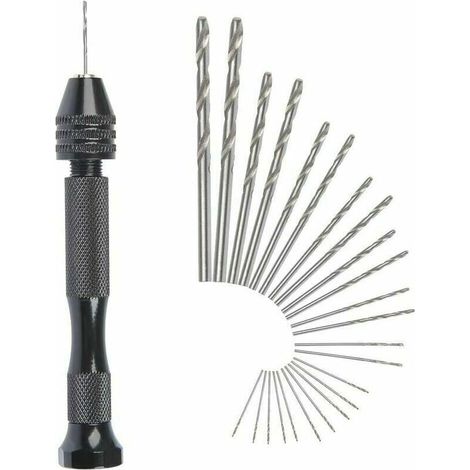 XVX MIni perceuse main Twist Drill Bits +25 micro forets hlicodaux sans fil en Aluminium Pin Vise Outils Rotatifs forets hlicodaux adjustable Pyrogravure Maison plastique trou cuivre (1/5)