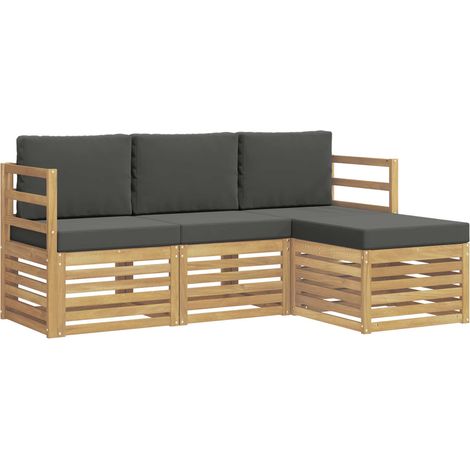 Set di divani da esterno 4 pz Salotto da Giardino Bianco e Antracite (1/5)