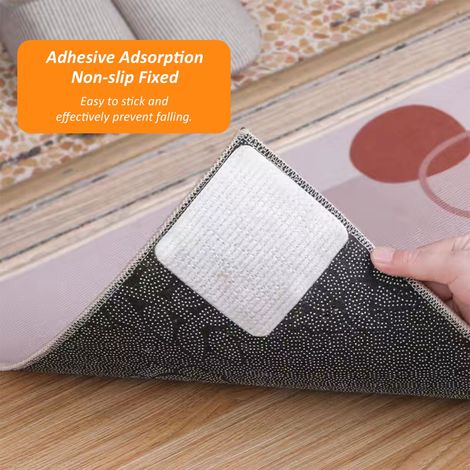 Grip Pour Tapis - Antidérapant Non Tissé 10 x 10 cm - Pour Sol Dur Carrelage Parquet - 4 Pièces (1/5)