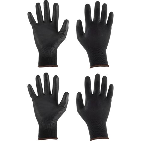 Sollbry pares de guantes de trabajo antideslizantes de nailon recubiertos de goma de 24 cm para instalación y reparación de dispositivos electrónicos (talla L), color negro y marrón (1/5)