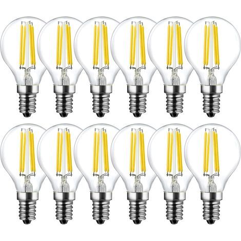 CCYKXA  Pack of 12 E14 G45 Dimmable LED Bulbs, Warm White 2700K, Edison Bulb 6W=60W, 600LM, AC 220-240V, LED Filament, Small Glass Bulbs for Table Lamps and Floor Lamps