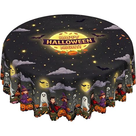 Holiday Halloween Tablecloth - Waterproof Table Cover with Banner Design Halloween Decorations Tablecloth for Indoor Outdoor Home Kitchen Dining (1/5)