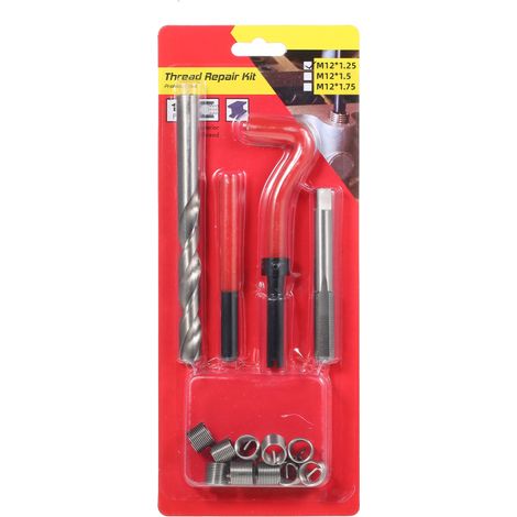 Kit de réparation de filetage métrique 15 pièces M5 M6 M8 M10 M12 M14 Helicoil Car Pro Coil Tool M12 1,25 (1/5)