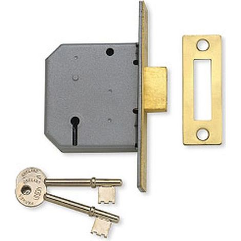 Union Y2177-PL-2.50 3-Lever Mortice Deadlock in Polished Brass, 65mm (2.5-inch) Security Lock with Visible Keyhole (1/2)