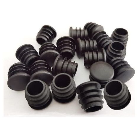 Round plastic end caps, 40 pieces, black tube caps for sliding furniture, chairs/legs (16 mm) (1/5)