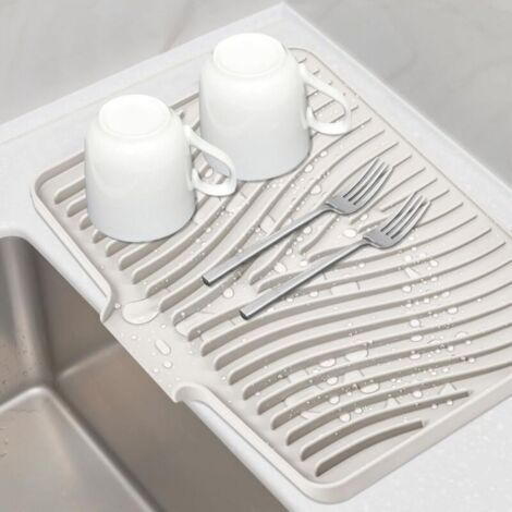 Tapis de cuisine en silicone, tapis d'égouttage, blanc (1/5)