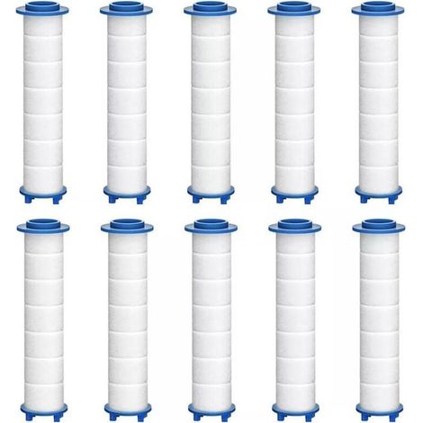 Lot de 10 filtres de douche pour pommeau de douche à main - 15 étapes - Filtres de rechange pour eau dure - Élimine les substances nocives - 8 cm x 2,4 cm (1/4)