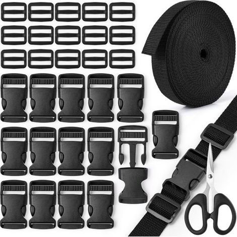Sangle de poitrine de sac à dos en nylon haute résistance (10 mètres) - 15 passants Tri-Glide - 15 boucles plates (1/5)