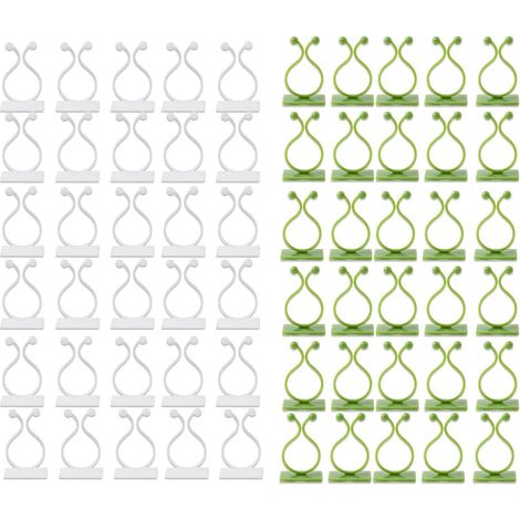 CCYKXA  60-teiliges Set Kletterpflanzen-Clips, selbstklebende Wandhaken, Kletterpflanzenstützen, Kletterpflanzenhänger, Heimdekoration (Weiß, Grün)