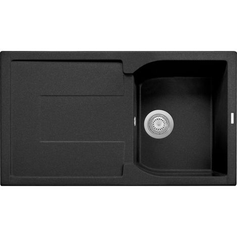 Evier de cuisine granit a 1 bac plus egouttoir PLADOS CX0861Â Noir Metal