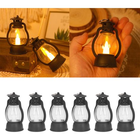 Lampe décorative de cheminée pour le Ramadan, lampe à pétrole portable électronique, lanterne transparente décorative pour l'Aïd el-Fitr, lampe décorative pour les fêtes, lot de 6, noire (1/5)
