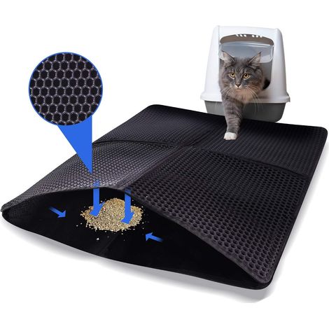 Cat Litter Mat, Foldable Litter Mat Honeycomb Design Cat Litter Tray Mat, Double Layer Design Cat Litter Mat, Large Litter Mat (1/5)