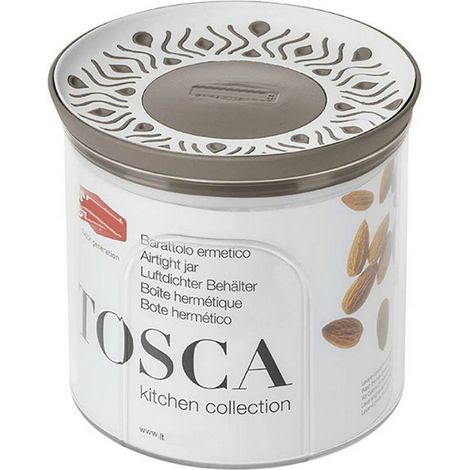 Tosca barattolo da cucina tondo ermetico colore bianco e tortora chiaro  0,7 lt (1/2)