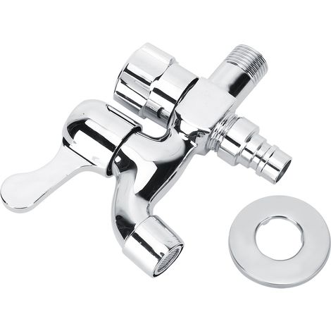 Doppelfunktions-Wasserhahn aus galvanisiertem Kupfer, G1/2 Zoll, für Waschmaschine und Küchen-/Badespüle (1/5)