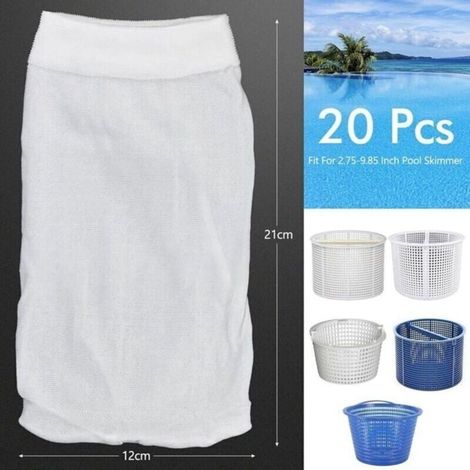 Lot de 20 filtres d\'écumoire de piscine, chaussettes d\'écumoire de piscine Chaussettes d\'écumoire de piscine en tissu Étiquette (1/4)