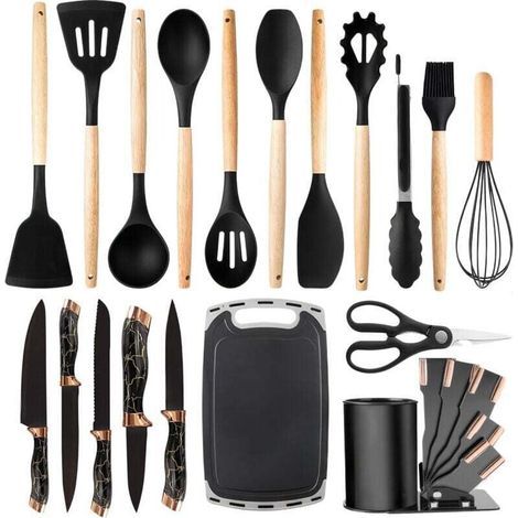 20-teiliges Küchenutensilien-Set, antihaftbeschichtete Silikon-Küchenhelfer, komplettes Set kratz- und hitzebeständiger Küchenutensilien (1/4)