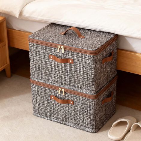 boîtes à vêtements zippées pliables et empilables grande capacité pour chambres armoires accessoires rangement pratique domicile 2 (1/5)