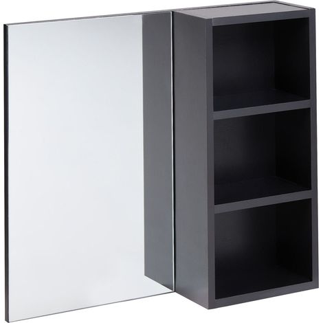 Bathroom Wall Mounted Mirror Cabinet JOINVILLE 60 cm Black